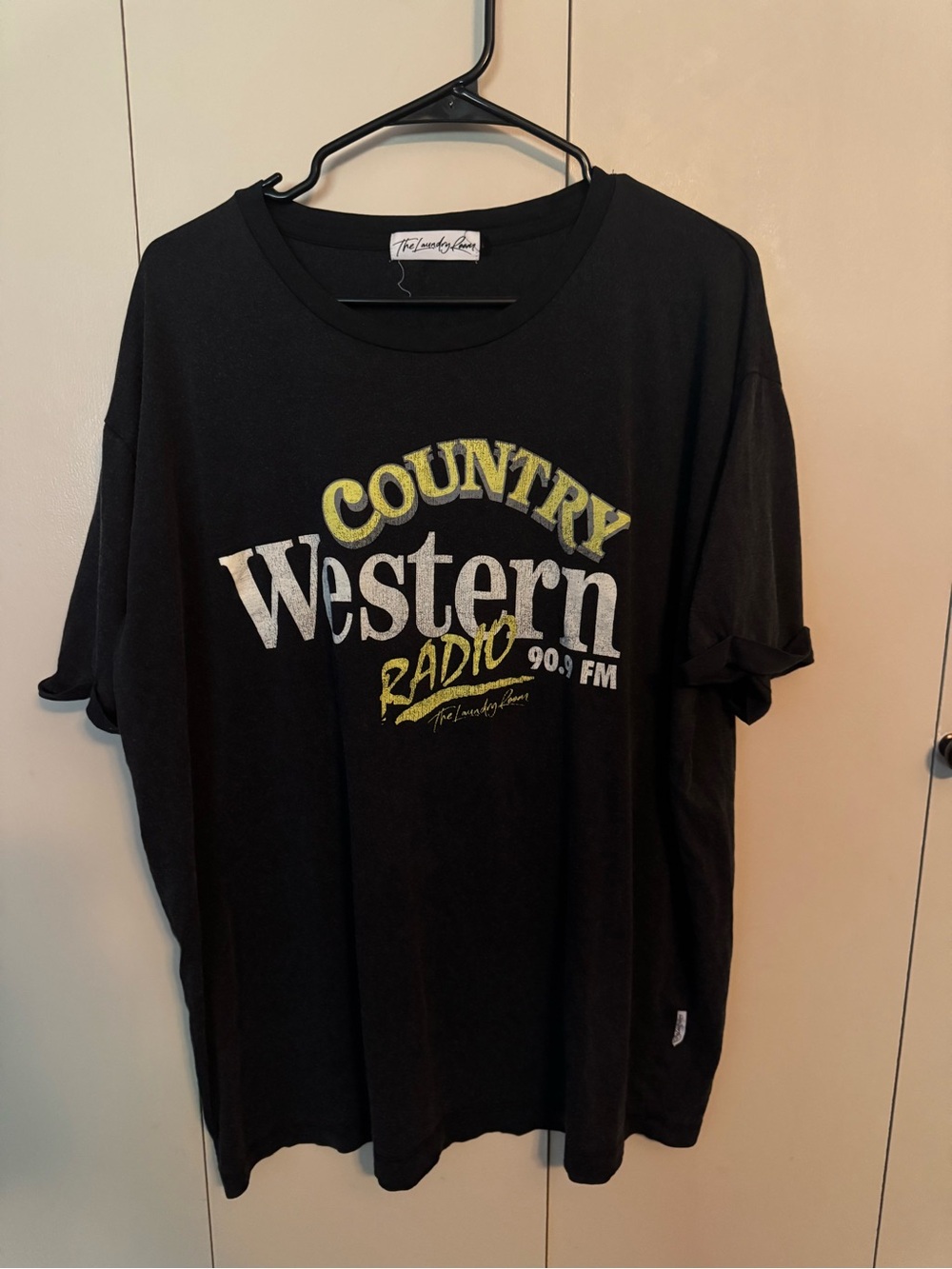 The Laundry Room Black 'Country Western Radio' Graphic Tee with Yellow Accents